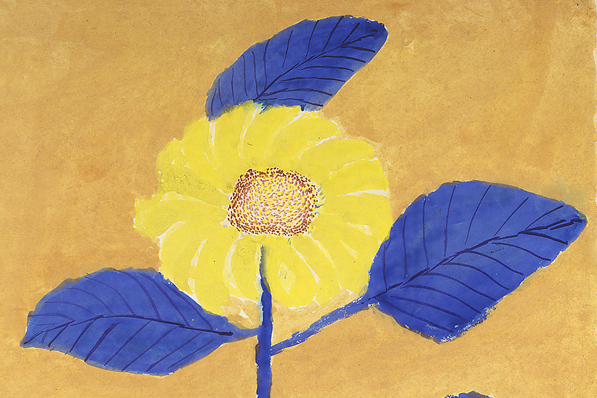 スマさんの書いたひまわりは葉っぱが青い